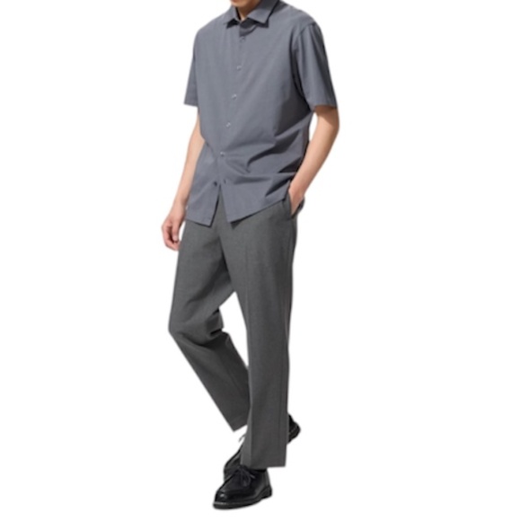 Uniqlo Men's Smart Ankle Pants classic charcoal grey stretch tapered trousers L - Picture 2 of 14